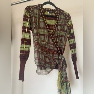 Jean Paul Gaultier wrap top - silk and wool